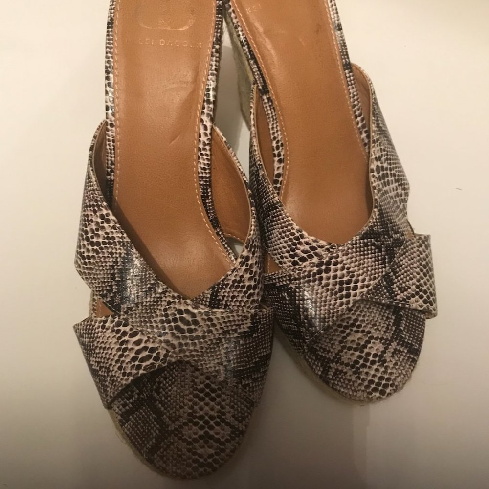Kelsi Dagger Snake Print Wedge Sandals